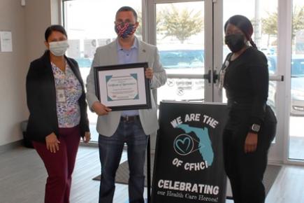 Central Florida Health Care hosted a visit from U.S. Rep. Darren Soto and promoted availability of the COVID-19 vaccine.